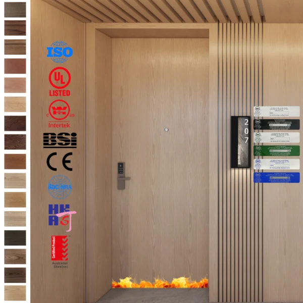 Affordable BS certified timber door, EN CE listed, with simple design.