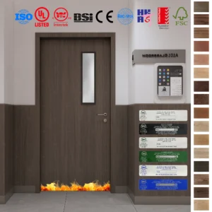 Custom timber door with vision panel for classrooms.