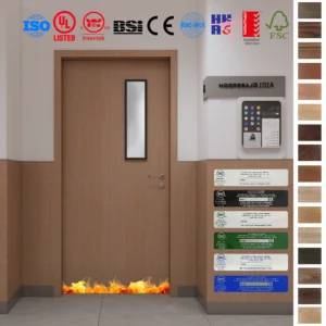 Premium wooden fire doors with 20, 45, 60-minute fire resistance.