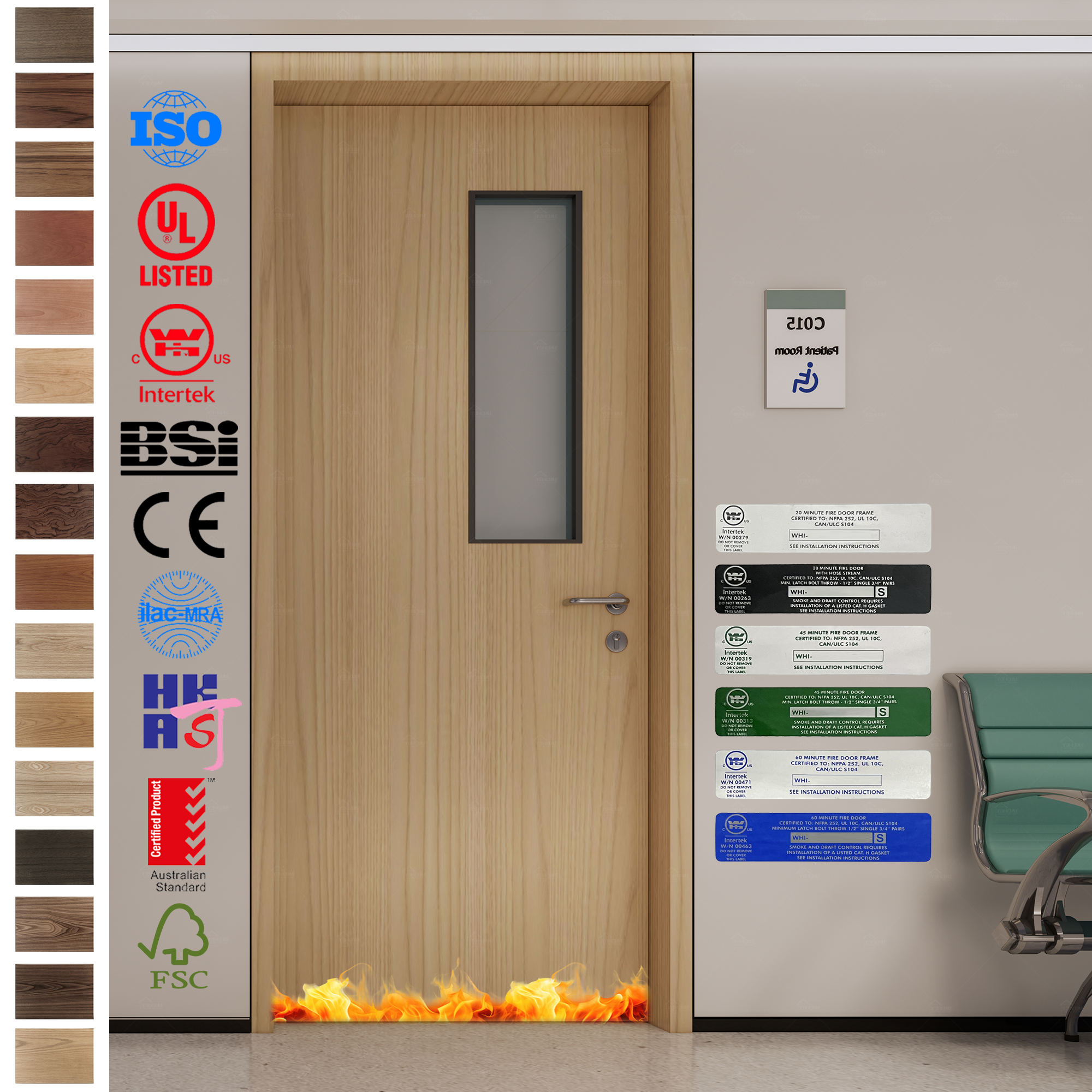 High-quality Fire Rated Door for patient rooms and clinics.