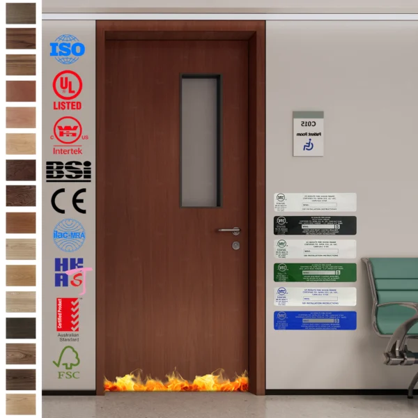 Fire Rated Door with soundproofing and vision panel for hospitals.