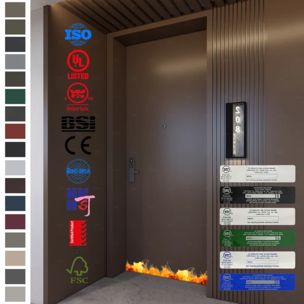 Safe and durable UL WH certified wooden flat door for hotels.