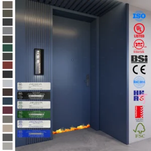 Fire Rated Door with 45-minute UL approval, WH certified, soundproof wood design.