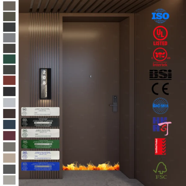 AS Certified Fire Rated Door for hotel rooms.