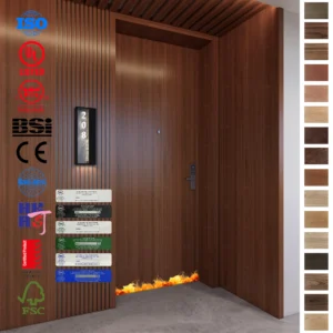 Shop EU & AS approved fire rated wood doors for hotels and schools.