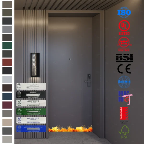 Enhance hotel safety with our customizable MDF interior doors.