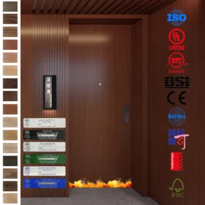 AS-certified FD30, FD60, FD90 wood fire doors.