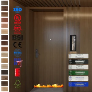 Premium wood hotel bedroom doors for 5-star hotels in England and Spain.