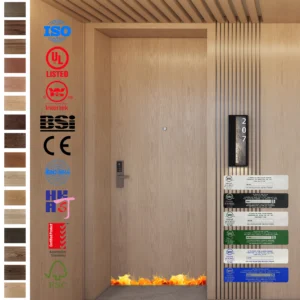 Affordable BS certified timber door, EN CE listed, with simple design.