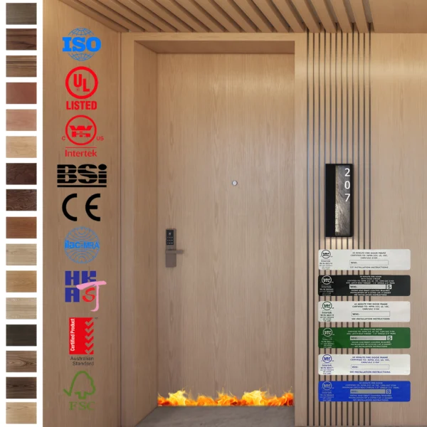 Affordable BS certified timber door, EN CE listed, with simple design.