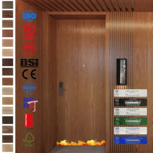 Get premium 30-90 Min fire certified solid wood doors with frames for hotel rooms.