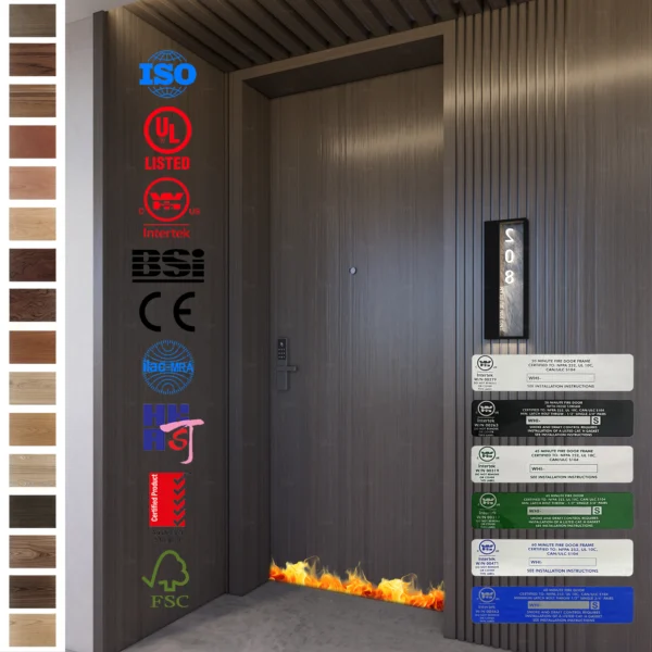 Premium CE certified HPL wooden door for hotel rooms