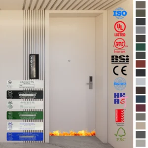 Fire Rated Door - 90-minute fireproof hotel door with ULC certification and walnut finish.