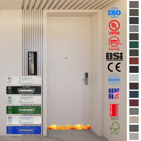 Fire Rated Door - 90-minute fireproof hotel door with ULC certification and walnut finish.