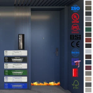 Yohome U-L approved 90-minute fire rated wood door.