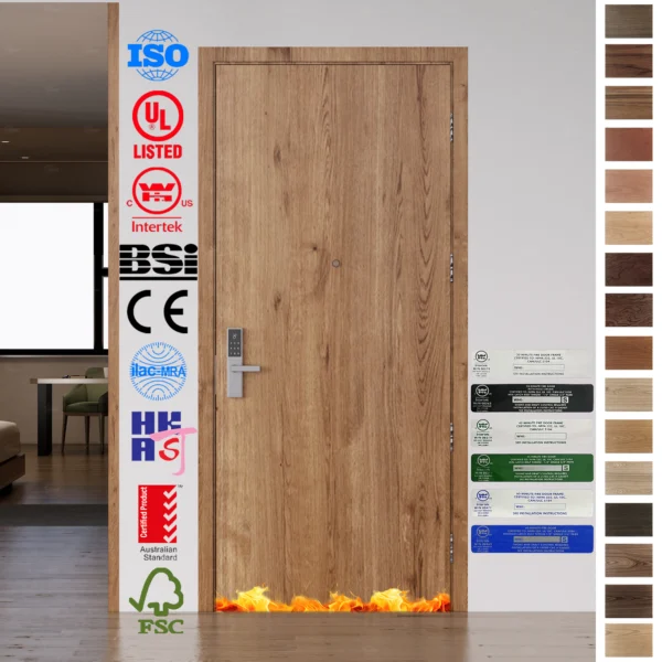 Fire Rated Door AS16034 certified for Australia & New Zealand hotels.