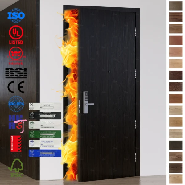 Premium Fire Rated Door FD60 HPL Wooden design.