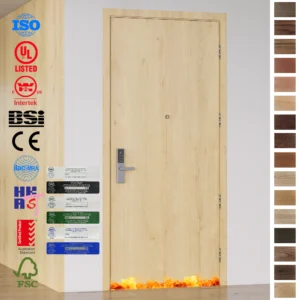 Modern HPL Fire Rated Door, 60-minute fire resistance.