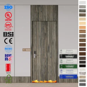 Fire Rated Door AS1905 hotel room FD30 wood solution with frame.