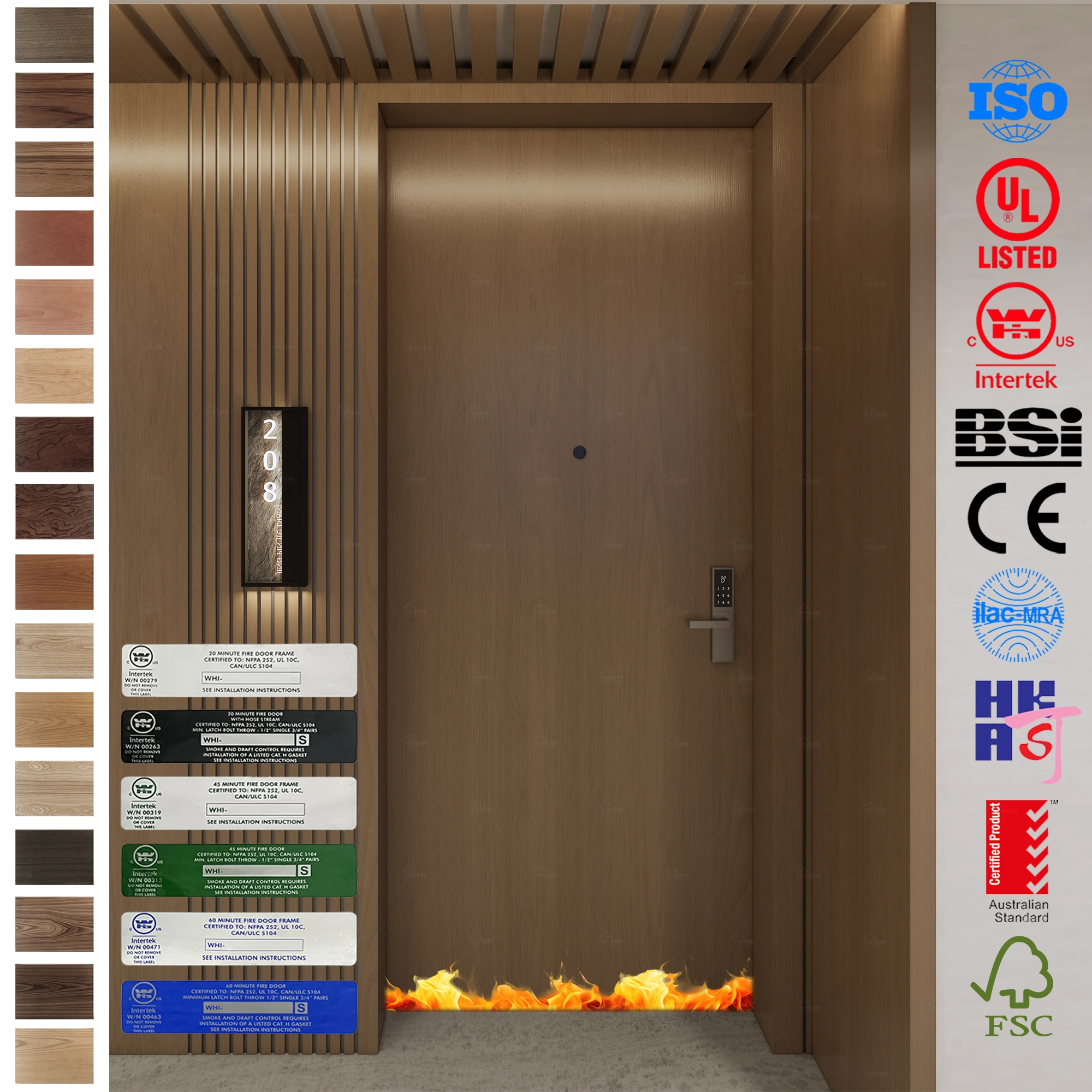 Fire Rated Door manufacturer offering custom wood hotel doors.