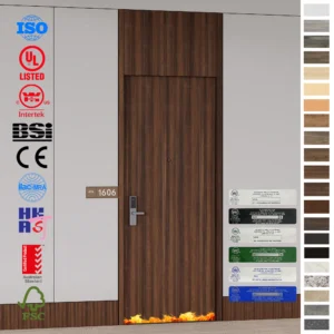 Fire Rated Door Australia 90min hotel wood door with HPL finish.