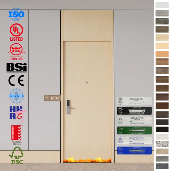 Fire Rated Door 60 minutes UL certified wood design.