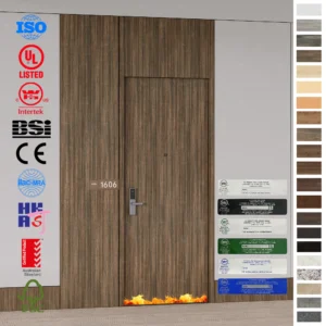 Fire Rated Door FD30 wooden hotel door with EN CE certification.