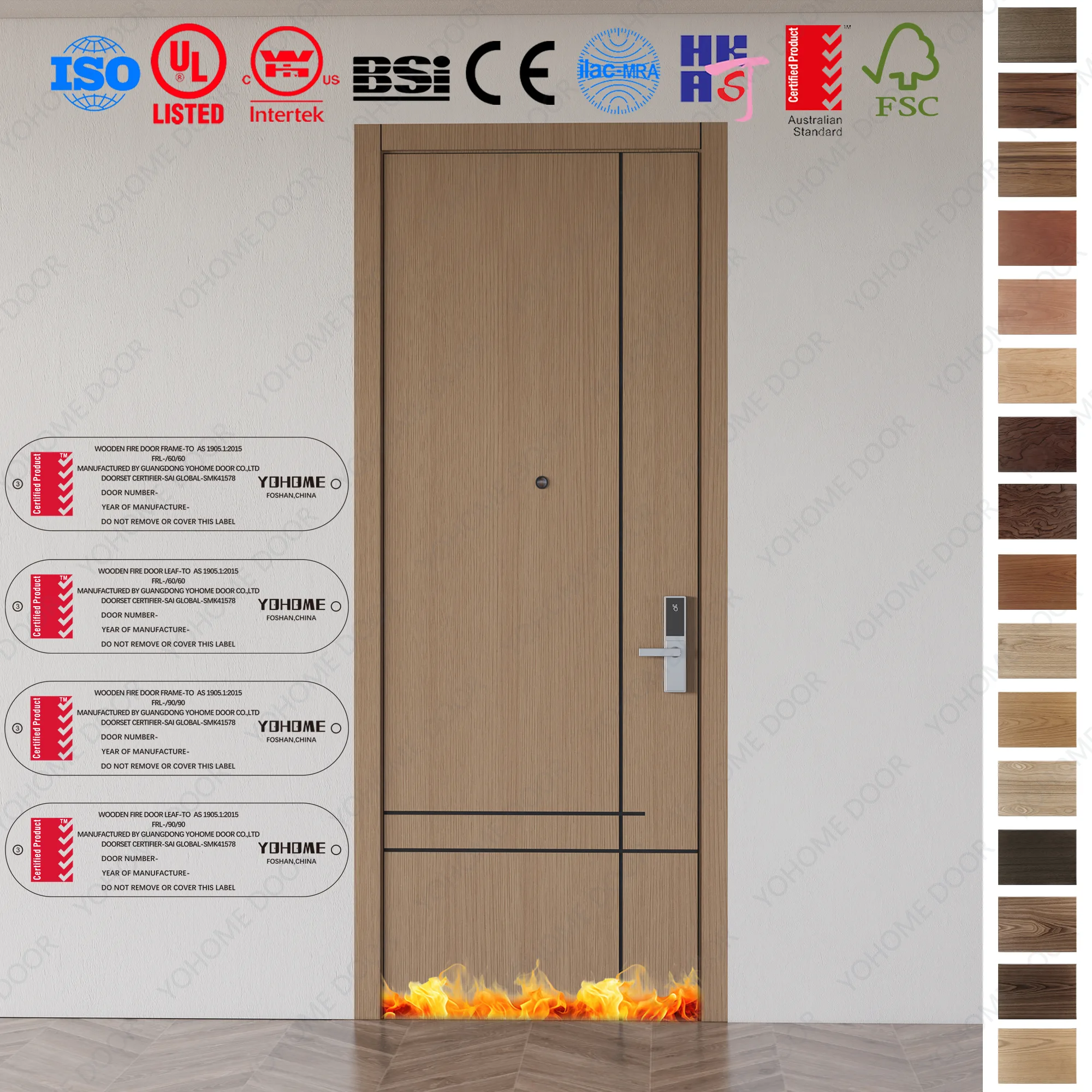 Fire Rated Door with AS 1905.1 approval for Australia hotel projects.