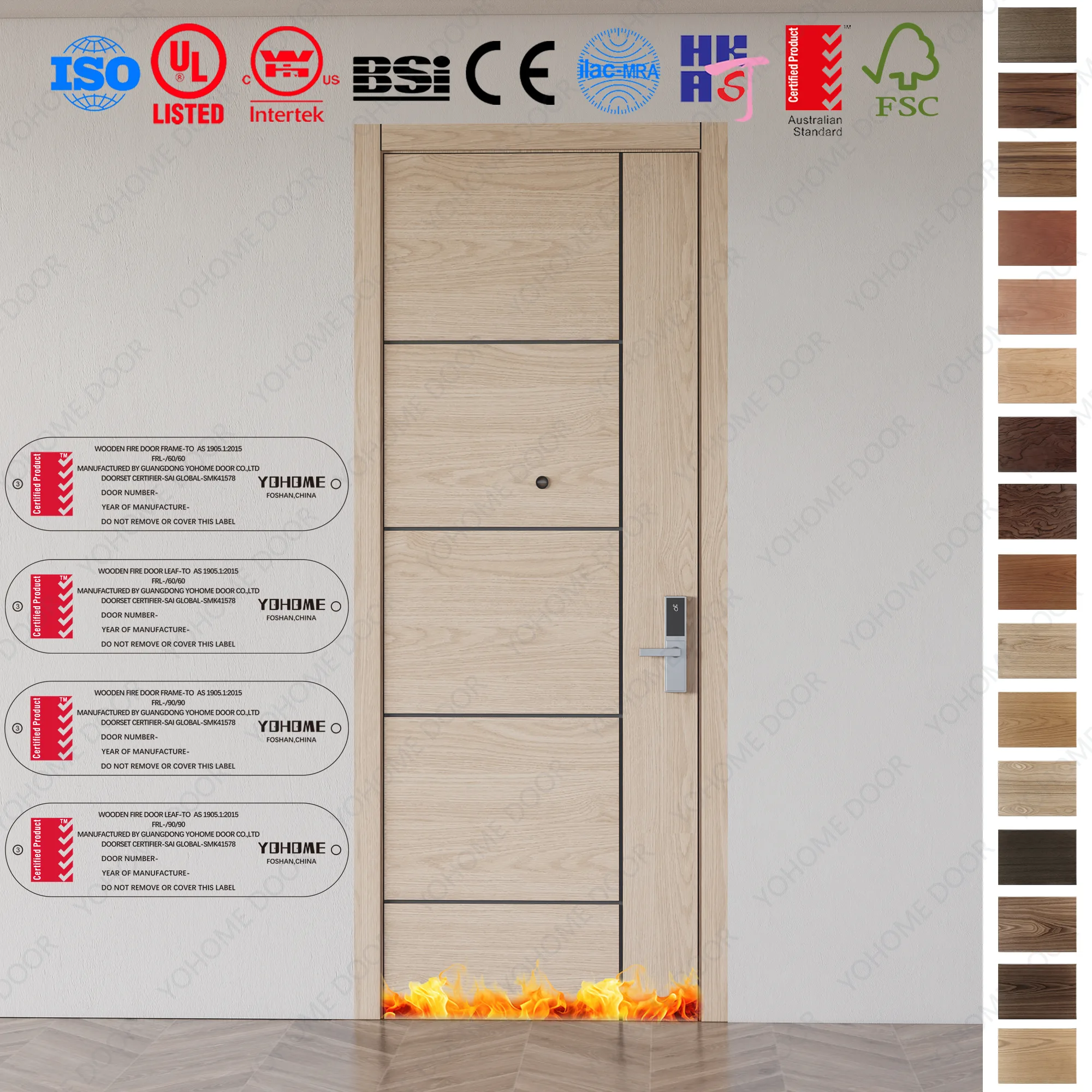 Fire Rated Door with AS 1530 certification for hotel projects.